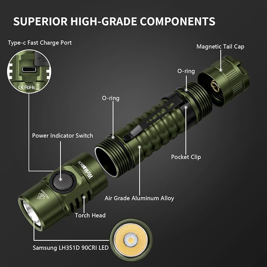 Wurkkos FC11 充電式LED懐中電灯 最大1300ルーメン 高90CR Amazon.co.jp: Wurkkos FC11 懐中電灯 LED 小型 軽量 強力 明る